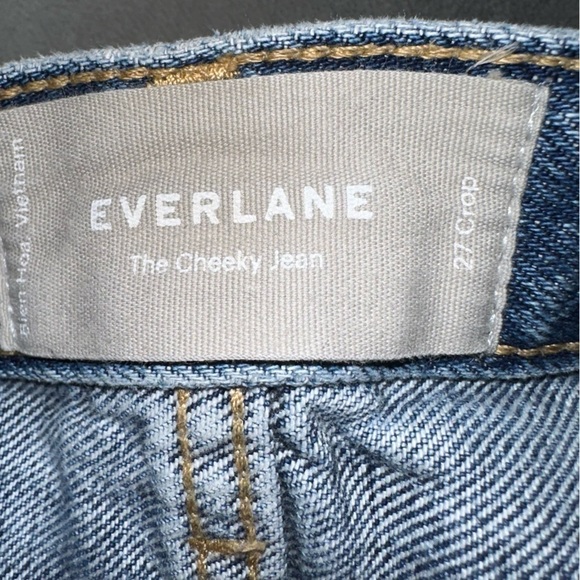 EVERLANE Women's 27 Regular Distressed Frayed Hem Blue Crop The Cheeky Jean - Picture 8 of 10